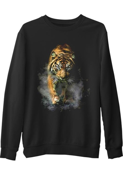 Kaplan 2 Siyah Erkek Kalın Sweatshirt