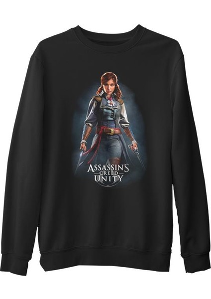 Assassins Creed Unity - Elise Siyah Erkek Kalın Sweatshirt