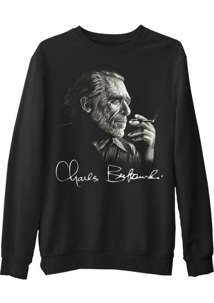 Charles Bukowski Siyah Erkek Kalın Sweatshirt