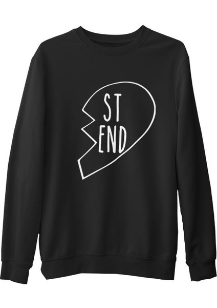 Best Friends Kalp 1/2 - 2 Siyah Erkek Kalın Sweatshirt