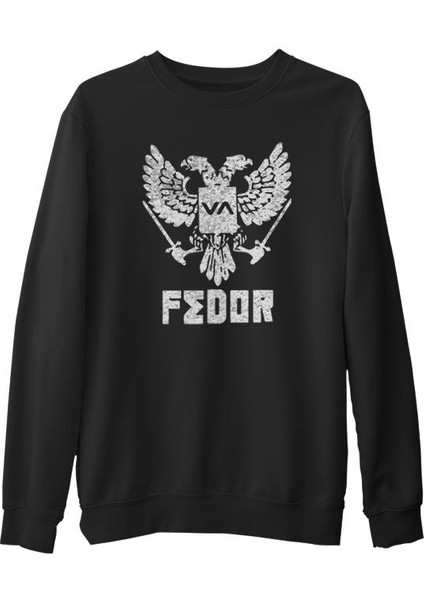 Fedor - Logo Siyah Erkek Kalın Sweatshirt