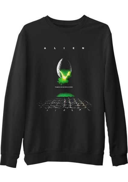 Alien - Scream Siyah Erkek Kalın Sweatshirt