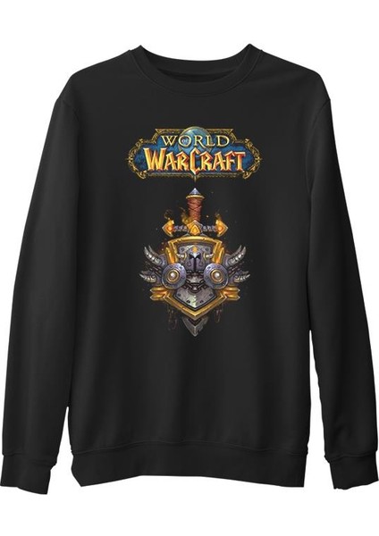 World Of Warcraft - Logo Siyah Erkek Kalın Sweatshirt