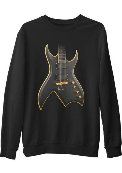 Gitar Siyah Erkek Kalın Sweatshirt