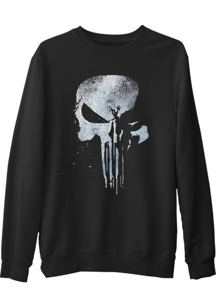 Punisher - Logo 2 Siyah Erkek Kalın Sweatshirt