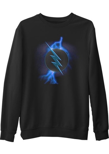 Flash Vs Zoom Siyah Erkek Kalın Sweatshirt