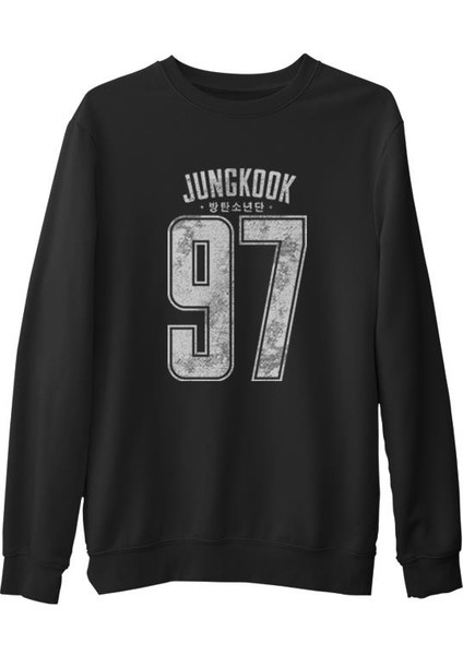 Bts - Jungkook 97 Siyah Erkek Kalın Sweatshirt
