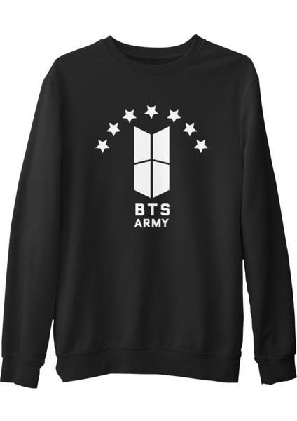 Bts - Stars Siyah Erkek Kalın Sweatshirt