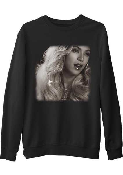 Beyonce - Star Siyah Erkek Kalın Sweatshirt