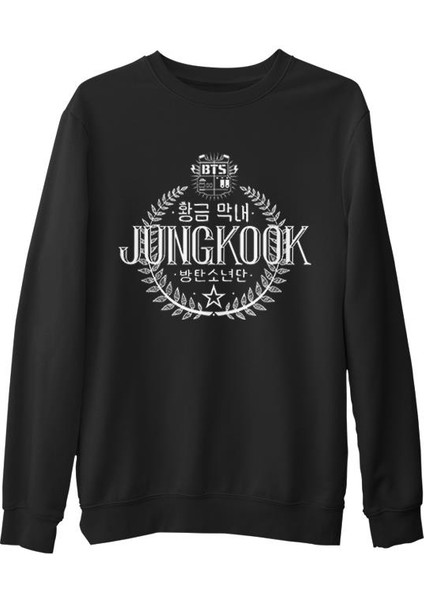 Bts - Jungkook Siyah Erkek Kalın Sweatshirt