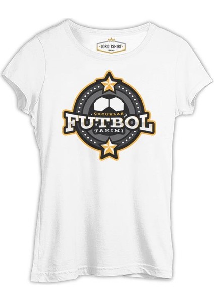 Lordd T-Shirt Çocuk Futbol Takımı - Logo Beyaz Kadın T-Shirt