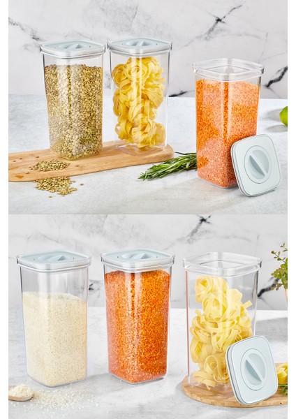 Tam Vakumlu Kilitli Sızdırmaz Şeffaf Saklama Kabı 3'lü 1700 Ml. modelleri