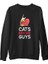 Cats Before Guys Siyah Erkek Kalın Sweatshirt 1
