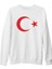 Türk Bayrağı - Ay Yıldız Beyaz Kalın Sweatshirt 1