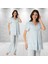 8022 Dantelli Mavi Lohusa Pijama Takımı 1