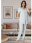 8022 Dantelli Mavi Lohusa Pijama Takımı 2