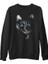 Cat In Blue Siyah Erkek Kalın Sweatshirt 1