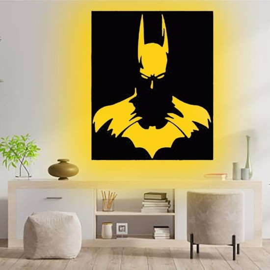 Bir2bir Hediyelik Batman Ledli Duvar Süsü Mdf Tablo Duvar Aksesuarı Ahşap Tablo