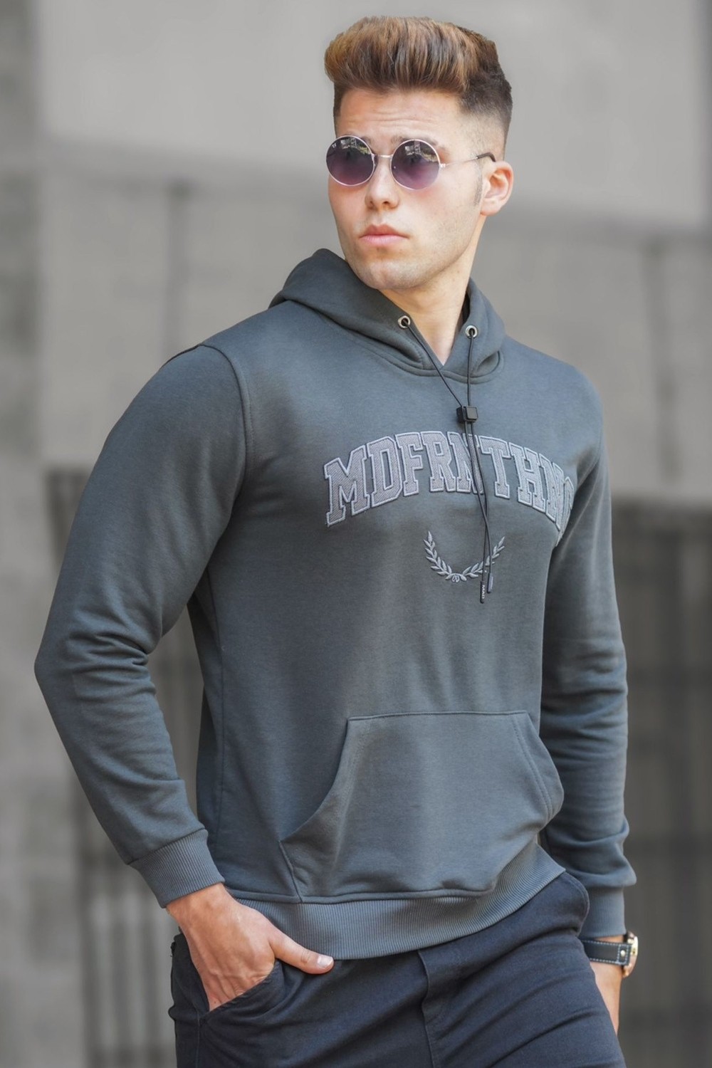 Madmext Siyah Kapüşonlu Sweatshirt 5289 görsel 3