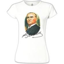 Lordd T-Shirt Atatürk Imza Beyaz Kadın T-Shirt
