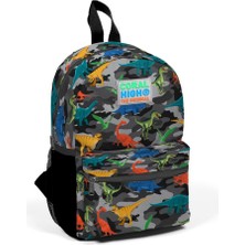 Coral High Kids Gri Kamuflaj Dinazor Desenli Iki Bölmeli Yuva Sırt Çantası 23350