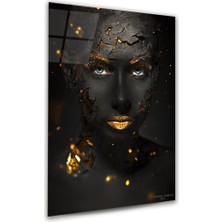 Glass Art Siyahi Kadın Dikey Cam Tablo