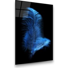 Glass Art Mavi Tüy Dikey Cam Tablo