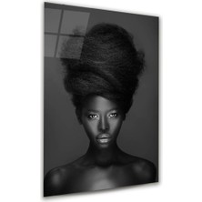 Glass Art Siyahi Kadın Dikey Cam Tablo