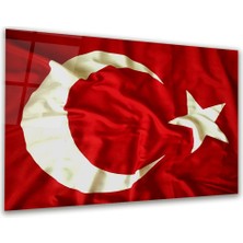 Glass Art Türk Bayrağı Yatay Cam Tablo