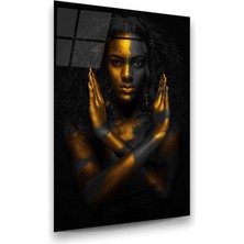 Glass Art Siyahi Kadın Dikey Cam Tablo