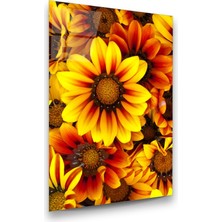 Glass Art Sarı Çiçek Dikey Cam Tablo