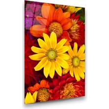 Glass Art Çiçekler Dikey Cam Tablo