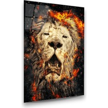 Glass Art Aslan Manipülasyon Dikey Cam Tablo
