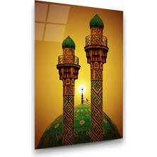 Glass Art Camii Minare Dikey Cam Tablo
