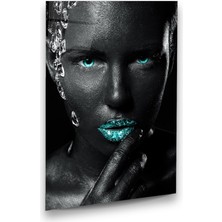 Glass Art Siyahi Kadın Dikey Cam Tablo