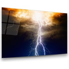 Glass Art Gökyüzü ve Şimşek Yatay Cam Tablo