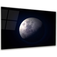 Glass Art Ay Foto Manipülasyon Yatay Cam Tablo