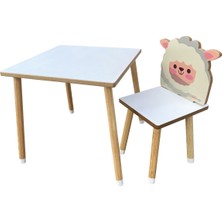 Mammago Çocuk Aktivite Masa ve Sandalye Takımı - Kuzu - Yaz Sil Özellikli