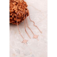 Sümer Telkari Kutup Yıldızı Rose Gümüş Zincir Küpe