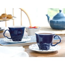 English Home Clover Leaf Porselen 2'li Çay Fincanı Takımı 180 ml Beyaz - Mavi