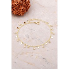 Sümer Telkari Pullu Sallantılı Taşlı Altın Yaldızlı Gümüş Bileklik