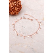 Sümer Telkari Pullu Taşlı Sallantılı Rose Gümüş Bileklik