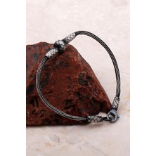 Sümer Telkari Kazaziye İşlemeli Elişi Sarma Gümüş Erkek Bileklik