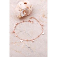 Sümer Telkari Pullu Taşlı Sallantılı Rose Gümüş Toplu Bileklik