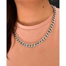 Papatya Silver 925 Ayar Gümüş Rodyum Kaplama Gurmet Zincir Kadın Kolye