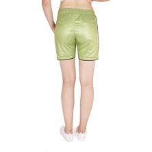 Fore Sport Kadın Fıstık Yeşili Şeritli Fileto Cep Ayrıntılı Parlak Şort