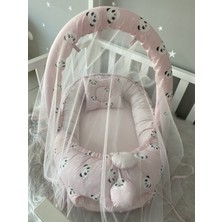 Jaju Baby Pembe Panda Cibinlik ve Oyuncak Askılı Lüx Tasarım Babynest