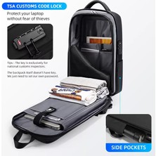 Fenruien 15.6" Laptop Sırt Çantası Kilitli ve USB Şarj Portlu Siyah (Yurt Dışından)