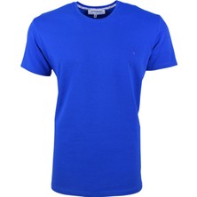 Ottomoda SaksMavi Basic Erkek Bisiklet Yaka Kısa Kollu T-Shirt,OT-BT-21005