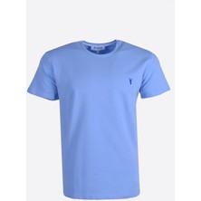 Ottomoda Penye Erkek Bisiklet Yaka Kısa Kollu BebeMavi T-Shirt,OT-BT-21003